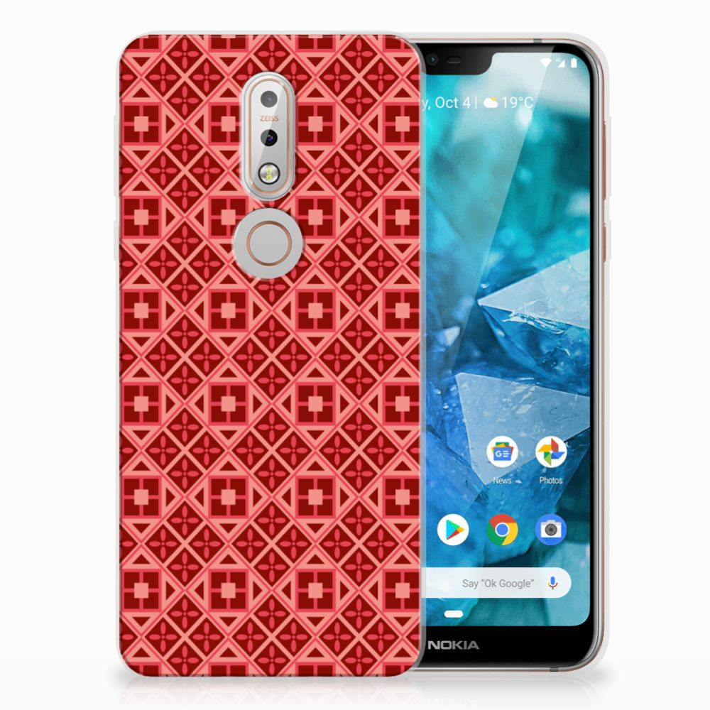 Nokia 7.1 TPU bumper Batik Rood