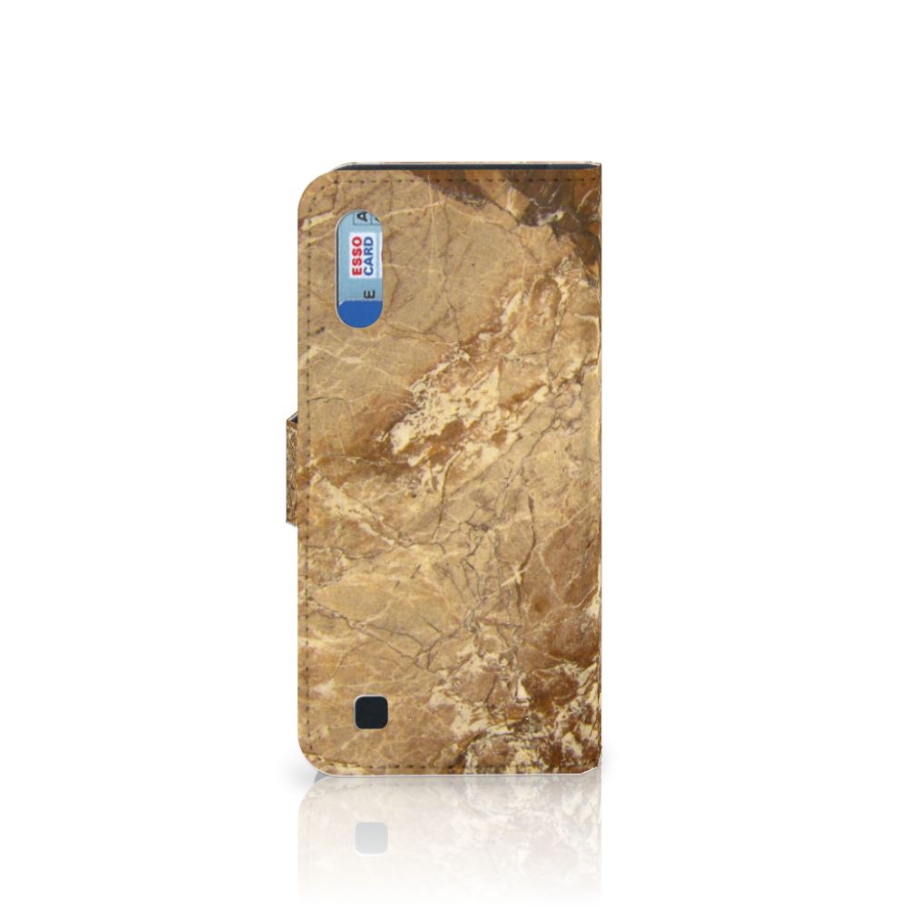 Samsung Galaxy M10 Bookcase Marmer Creme