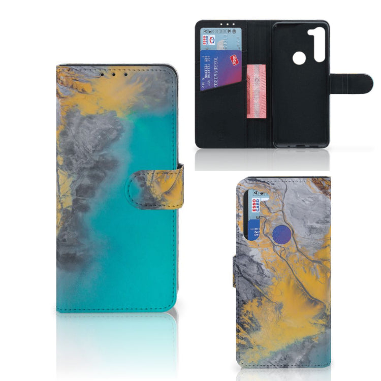 Motorola G8 Power Bookcase Marble Blue Gold