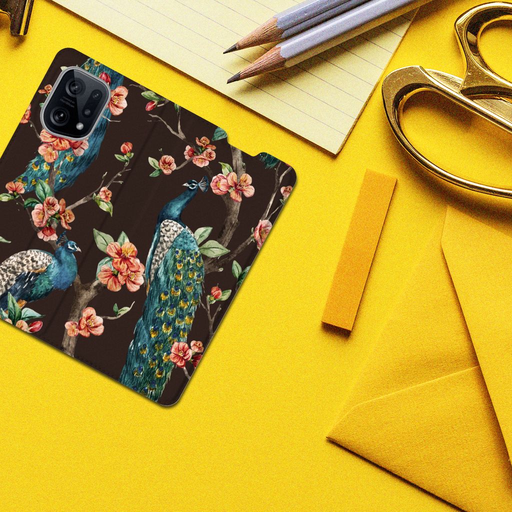 OPPO Find X5 Hoesje maken Pauw met Bloemen - B2C Telecom