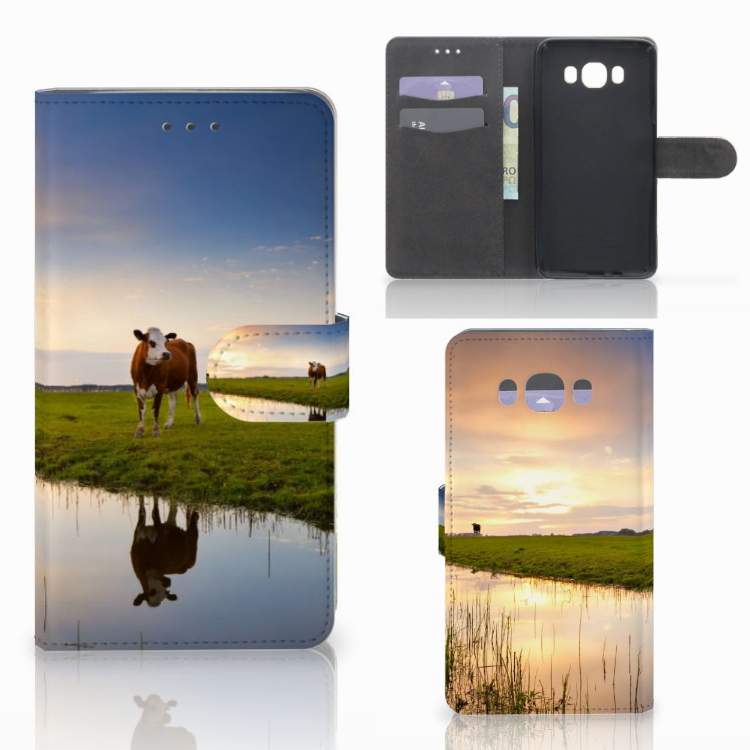 Samsung Galaxy J7 2016 Telefoonhoesje met Pasjes Koe