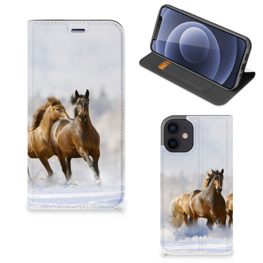 iPhone 12 Mini Hoesje maken Paarden met paardenprint op een elegant design hoesje