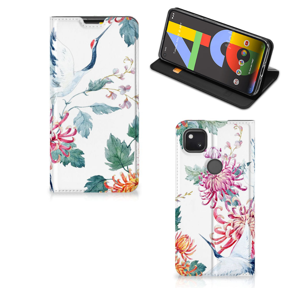 Google Pixel 4a Hoesje maken Bird Flowers