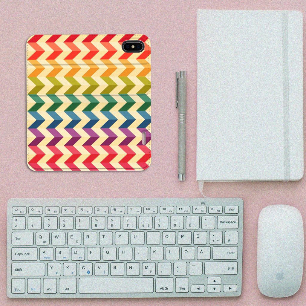Apple iPhone X | Xs Hoesje met Magneet Zigzag Multi Color