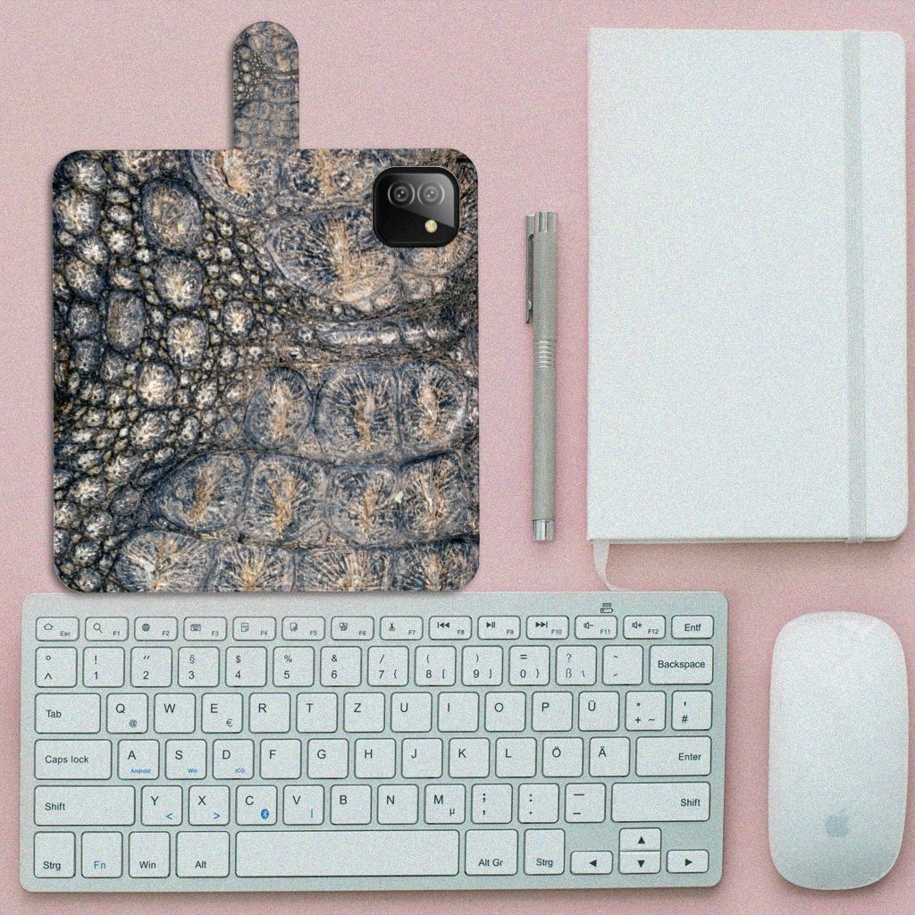 Samsung Galaxy A03 Telefoonhoesje met Pasjes Krokodillenprint