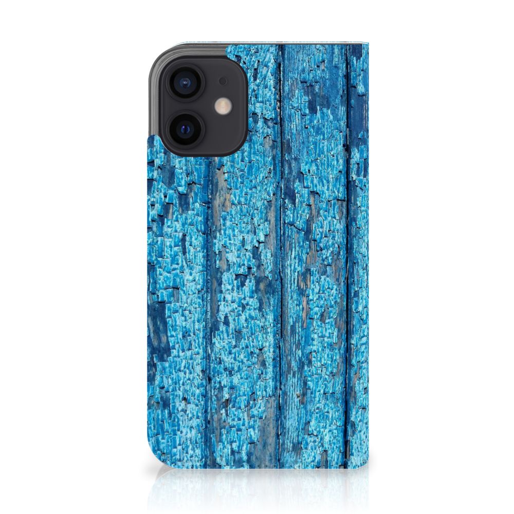 iPhone 12 Mini Book Wallet Case Wood Blue - B2C Telecom