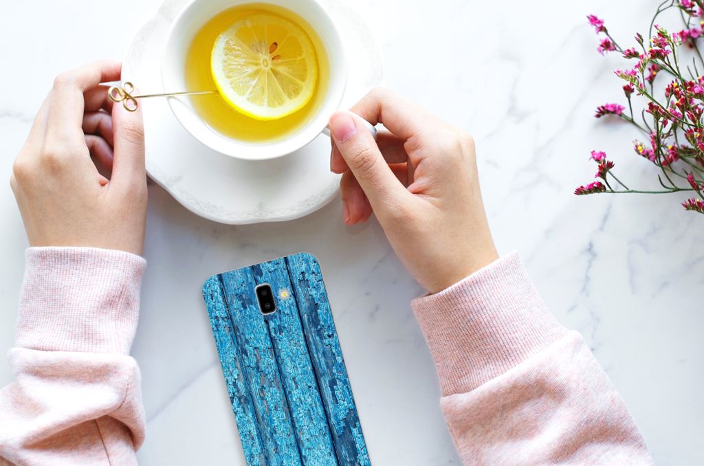 Samsung Galaxy J6 Plus (2018) Bumper Hoesje Wood Blue