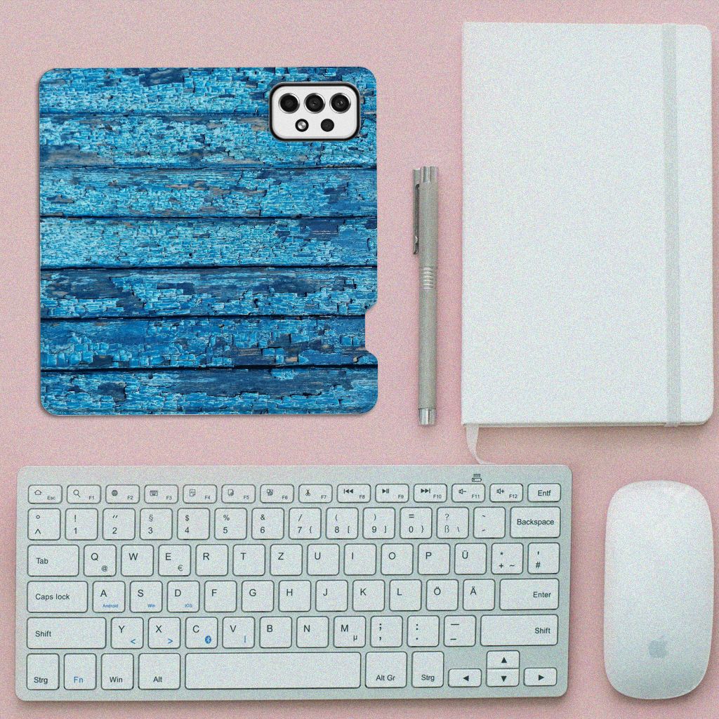 Samsung Galaxy A73 Book Wallet Case Wood Blue - B2C Telecom