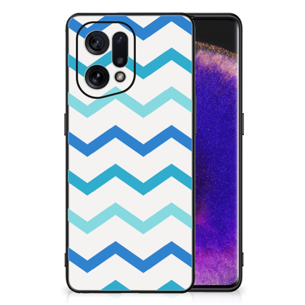 OPPO Find X5 Back Case Zigzag Blauw
