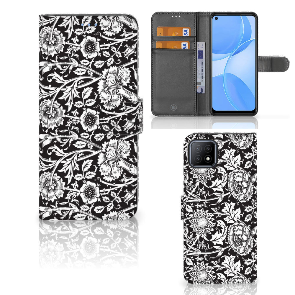 OPPO A73 5G Hoesje Black Flowers