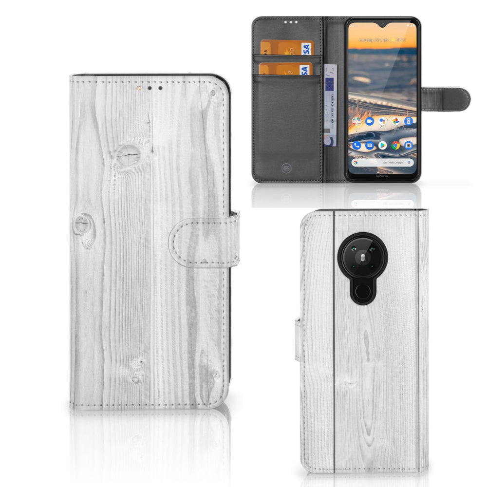 Nokia 5.3 Book Style Case White Wood