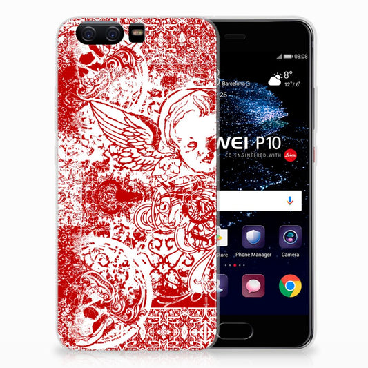 Silicone Back Case Huawei P10 Angel Skull Rood