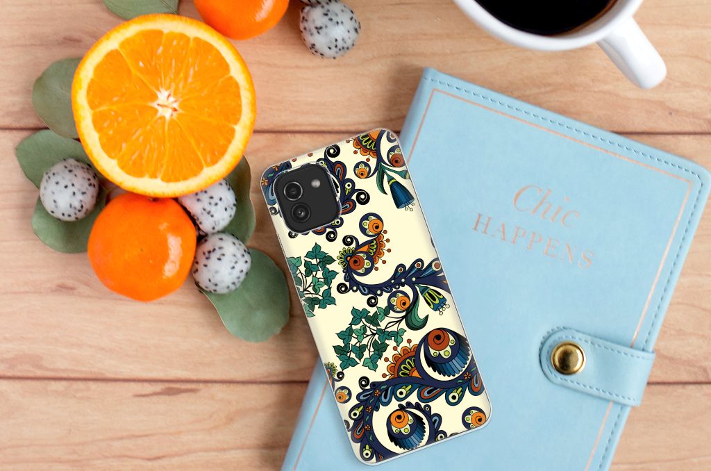 Siliconen Hoesje Samsung Galaxy A03 Barok Flower B2C Telecom