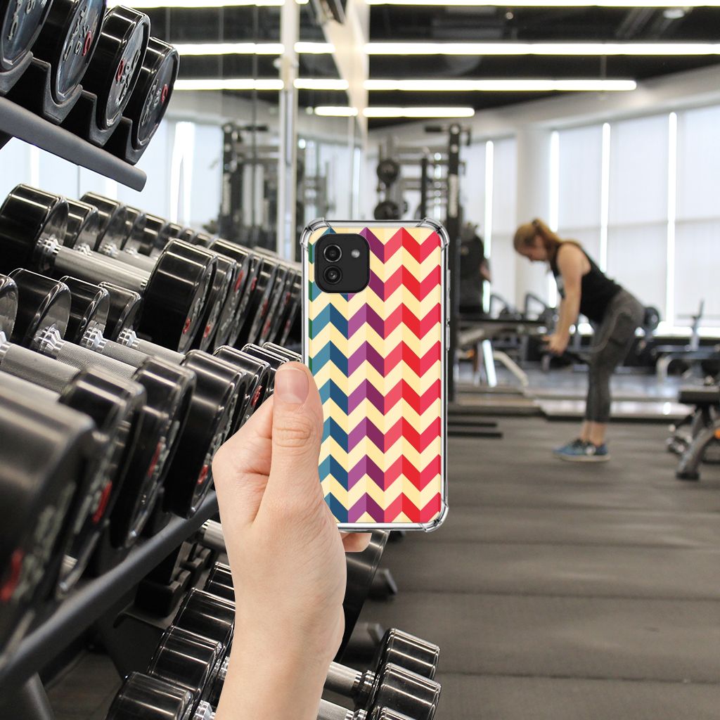 Samsung Galaxy A03 Doorzichtige Silicone Hoesje Zigzag Multi Color B2C Telecom