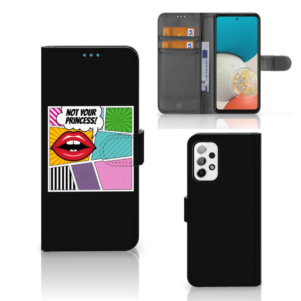 Samsung Galaxy A73 5G Wallet Case met Pasjes Popart Princess