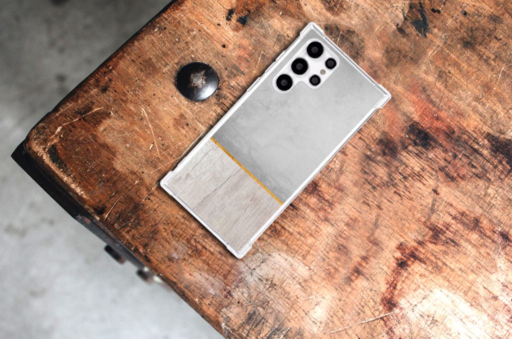 Samsung Galaxy S22 Ultra Stevig Telefoonhoesje Wood Concrete B2C Telecom