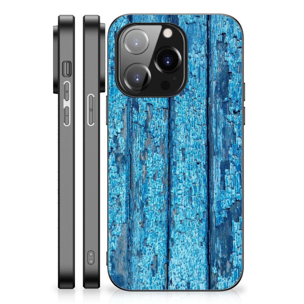 iPhone 14 Pro Houten Print Telefoonhoesje Wood Blue B2C Telecom