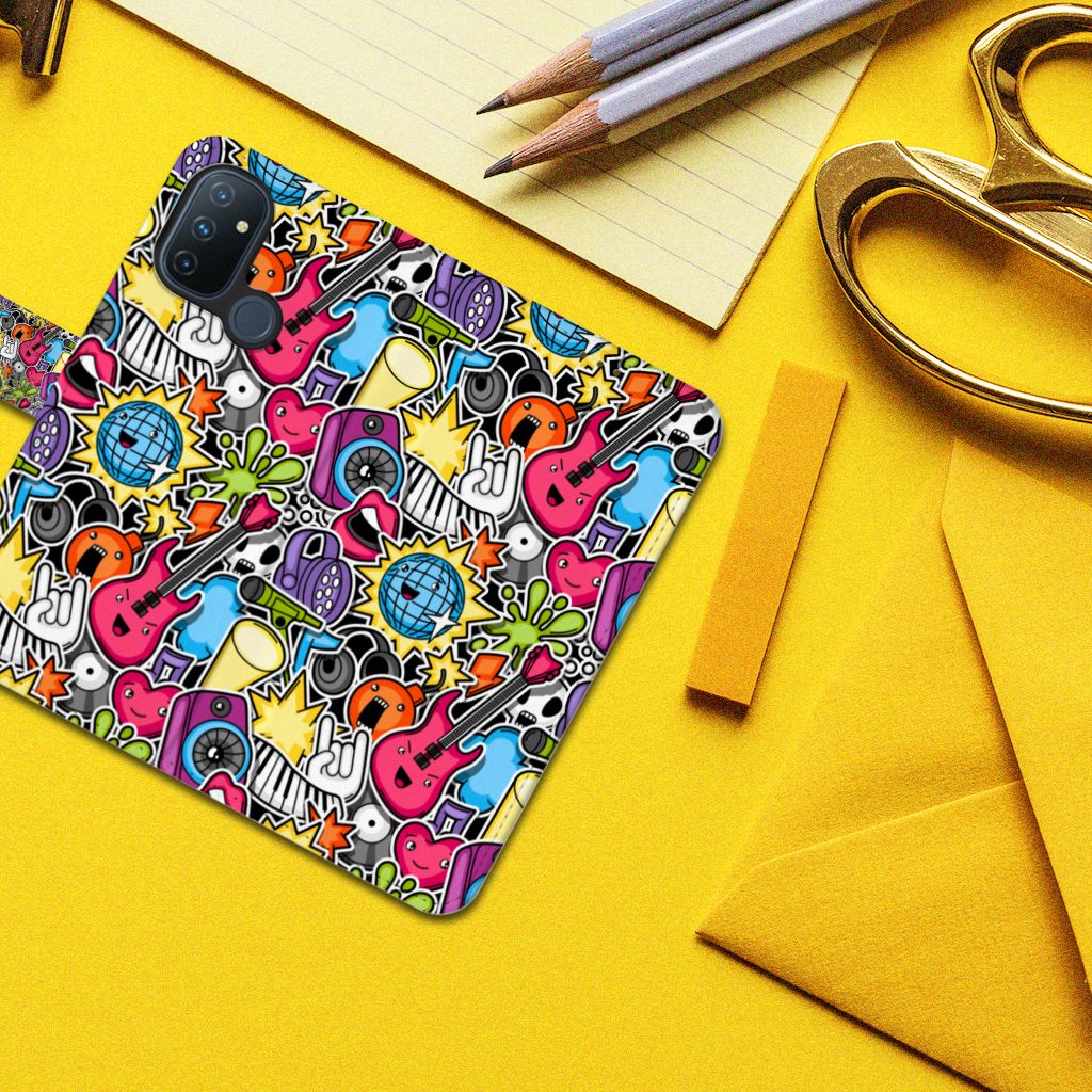 OnePlus Nord N100 Wallet Case met Pasjes Punk Rock