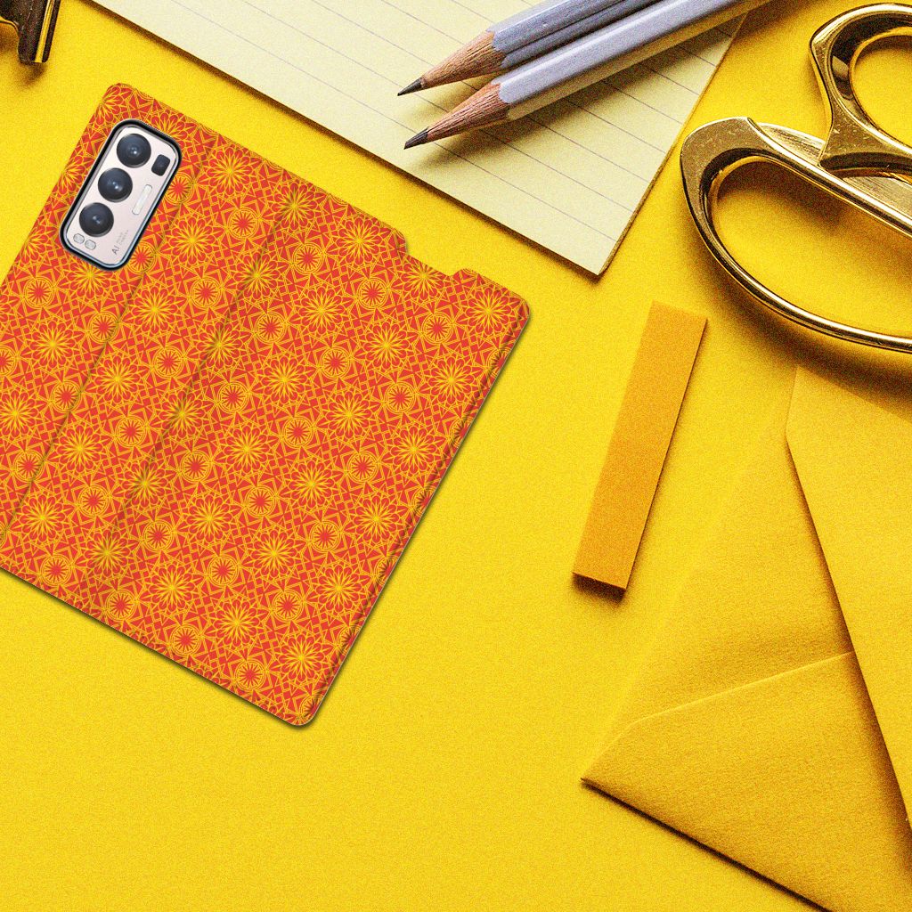 OPPO Find X3 Neo Hoesje met Magneet Batik Oranje - B2C Telecom