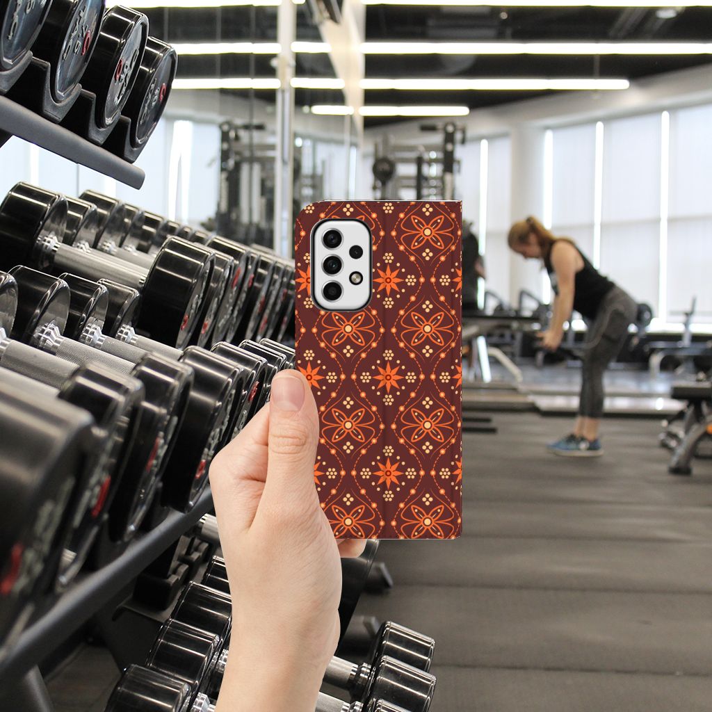 Samsung Galaxy A23 Hoesje met Magneet Batik Brown - B2C Telecom