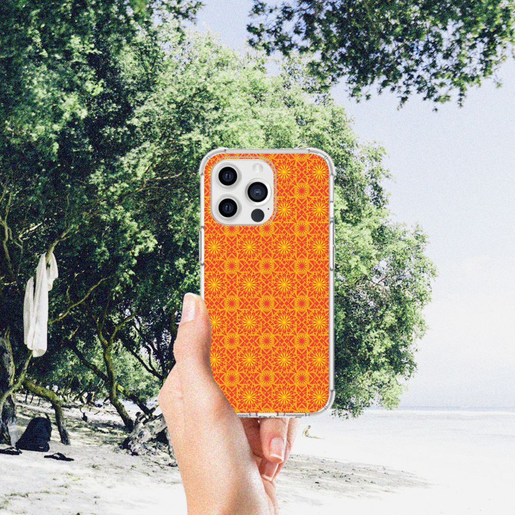 iPhone 13 Pro Max Doorzichtige Silicone Hoesje Batik Oranje - B2C Telecom