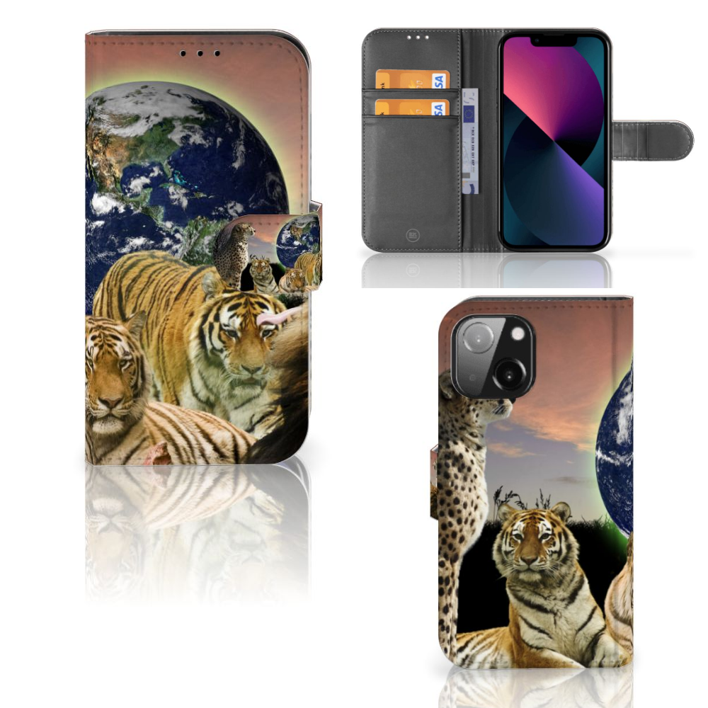 iPhone 13 Mini Telefoonhoesje met Pasjes Roofdieren