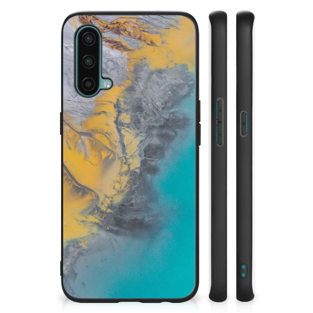 OnePlus Nord CE 5G Marmeren Print Telefoonhoesje Marble Blue Gold B2C Telecom