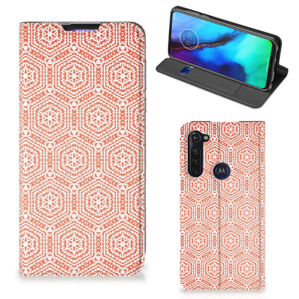 Motorola Moto G Pro Hoesje met Magneet Pattern Orange - B2C Telecom