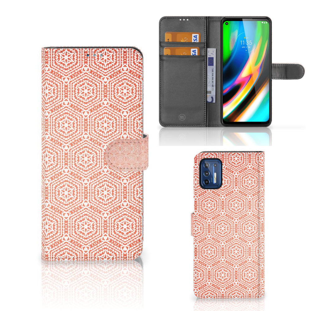 Motorola Moto G9 Plus Telefoon Hoesje Pattern Orange