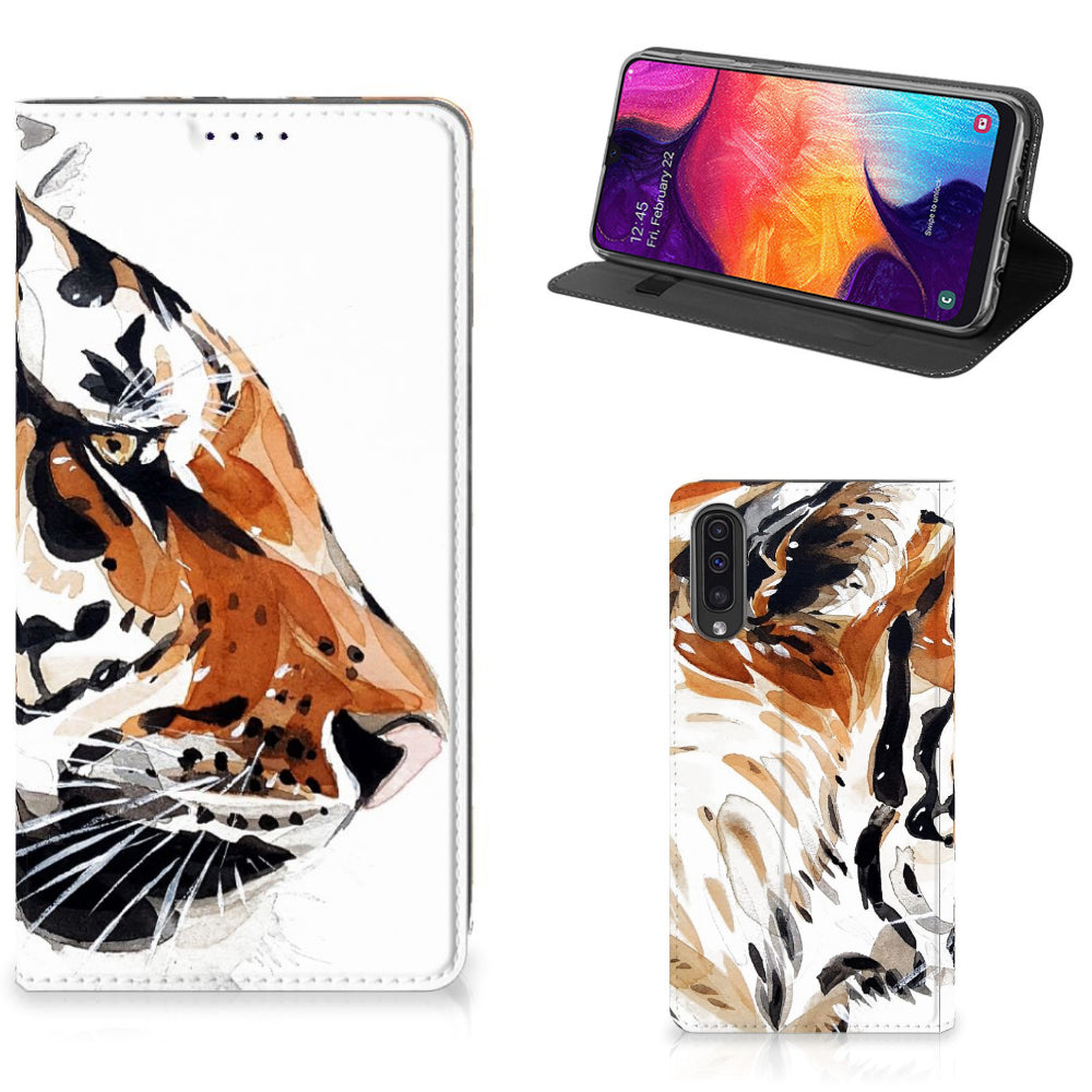 Bookcase Samsung Galaxy A50 Watercolor Tiger