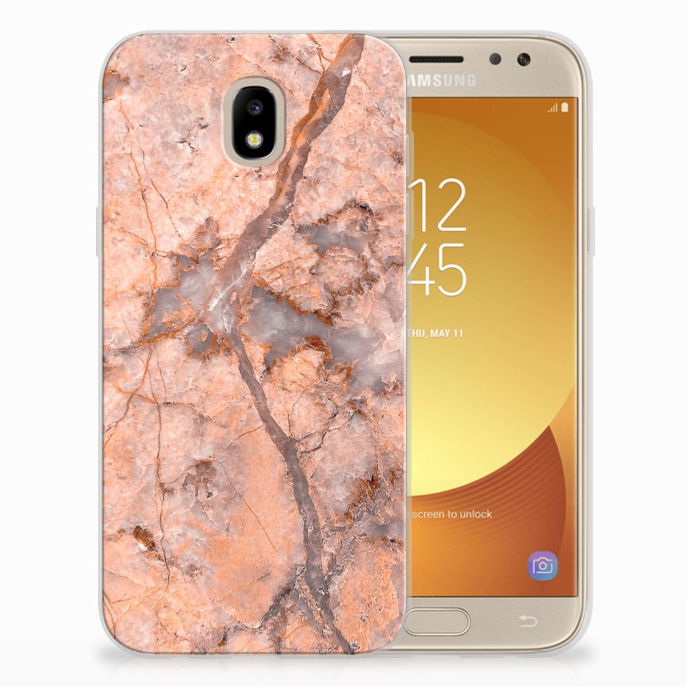 Samsung Galaxy J5 2017 TPU Siliconen Hoesje Marmer Oranje