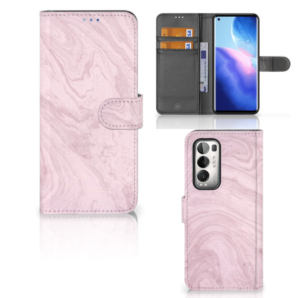 OPPO Find X3 Neo 5G Bookcase Marble Pink - Origineel Cadeau Vriendin