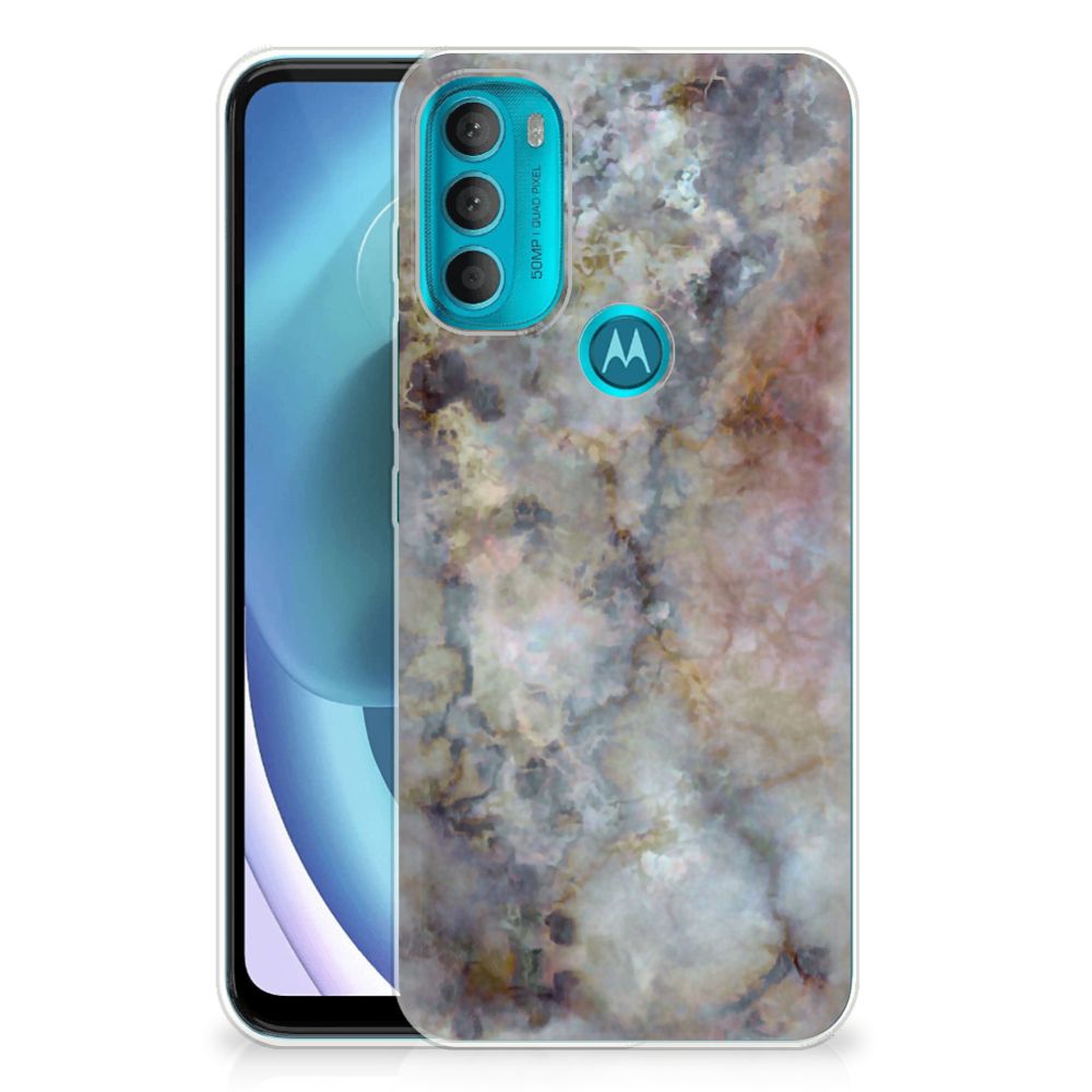 Motorola Moto G71 5G TPU Siliconen Hoesje Marmer Grijs