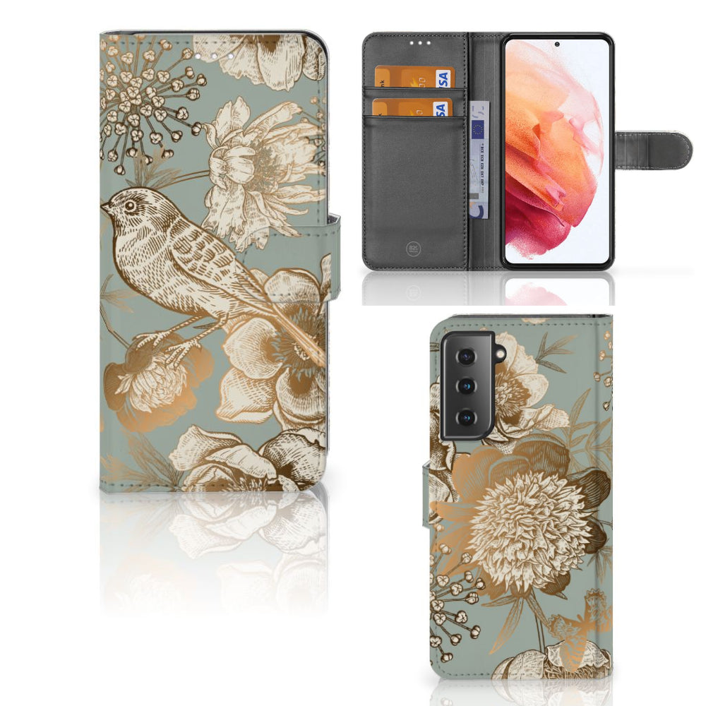 Hoesje voor Samsung Galaxy S21 Vintage Bird Flowers