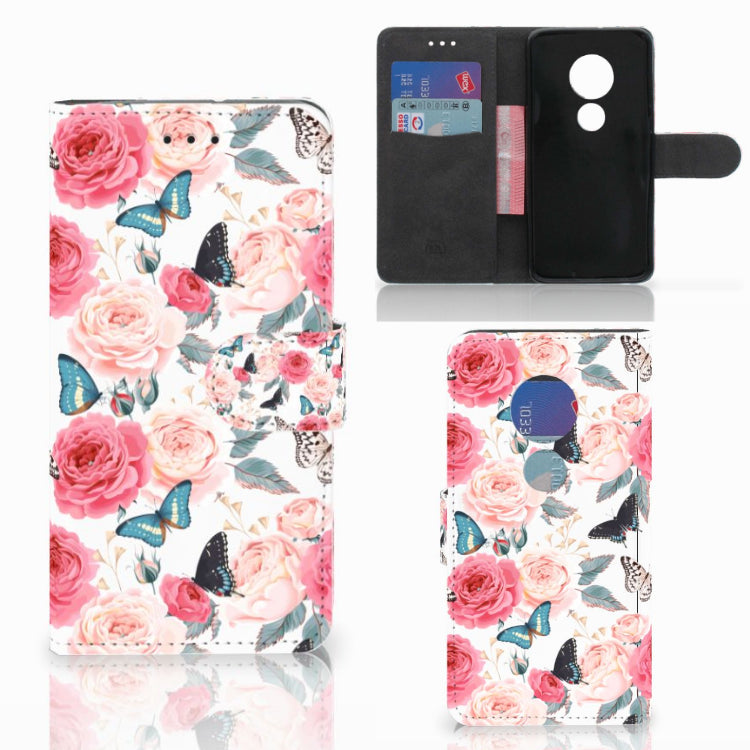 Motorola Moto G7 Play Hoesje Butterfly Roses