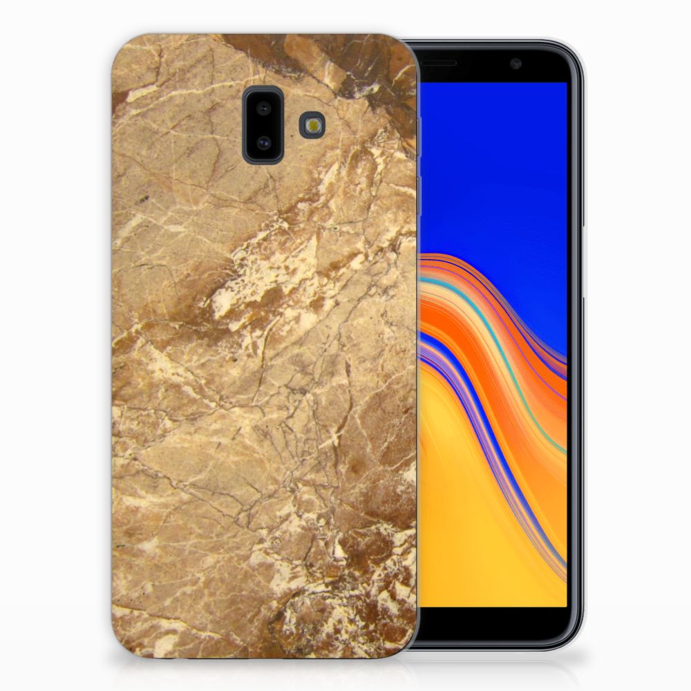 Samsung Galaxy J6 Plus (2018) TPU Siliconen Hoesje Marmer Creme