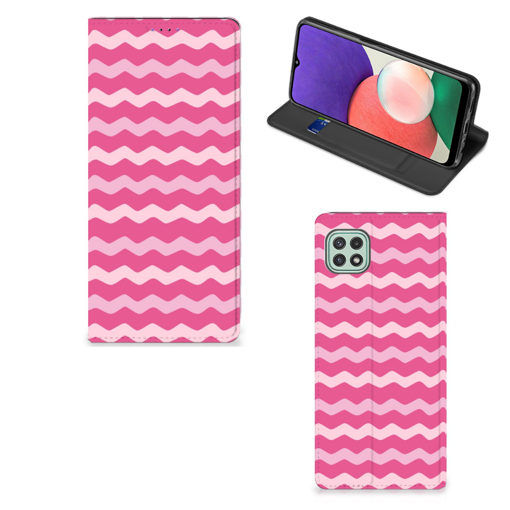 Samsung Galaxy A22 5G Hoesje met Magneet Waves Pink - B2C Telecom