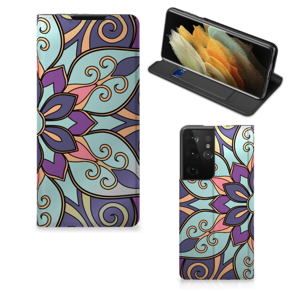 Samsung Galaxy S21 Ultra Smart Cover Purple Flower - B2C Telecom