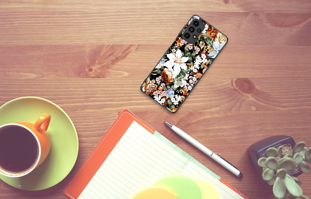 Bloemen Hoesje voor Samsung Galaxy A13 4G Dark Flowers B2C Telecom