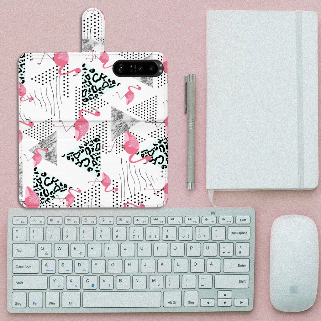 Sony Xperia 1 III Telefoonhoesje met Pasjes Flamingo Triangle