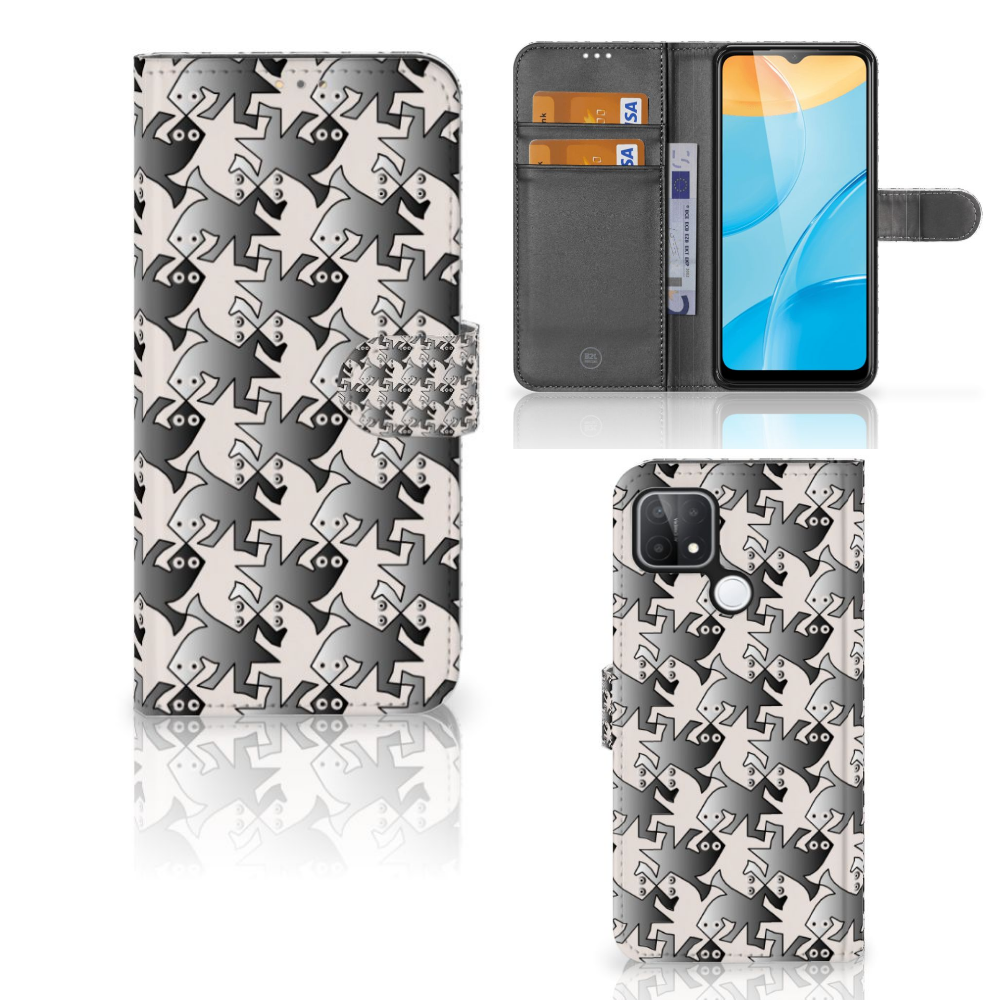 OPPO A15 Telefoonhoesje met Pasjes Salamander Grey