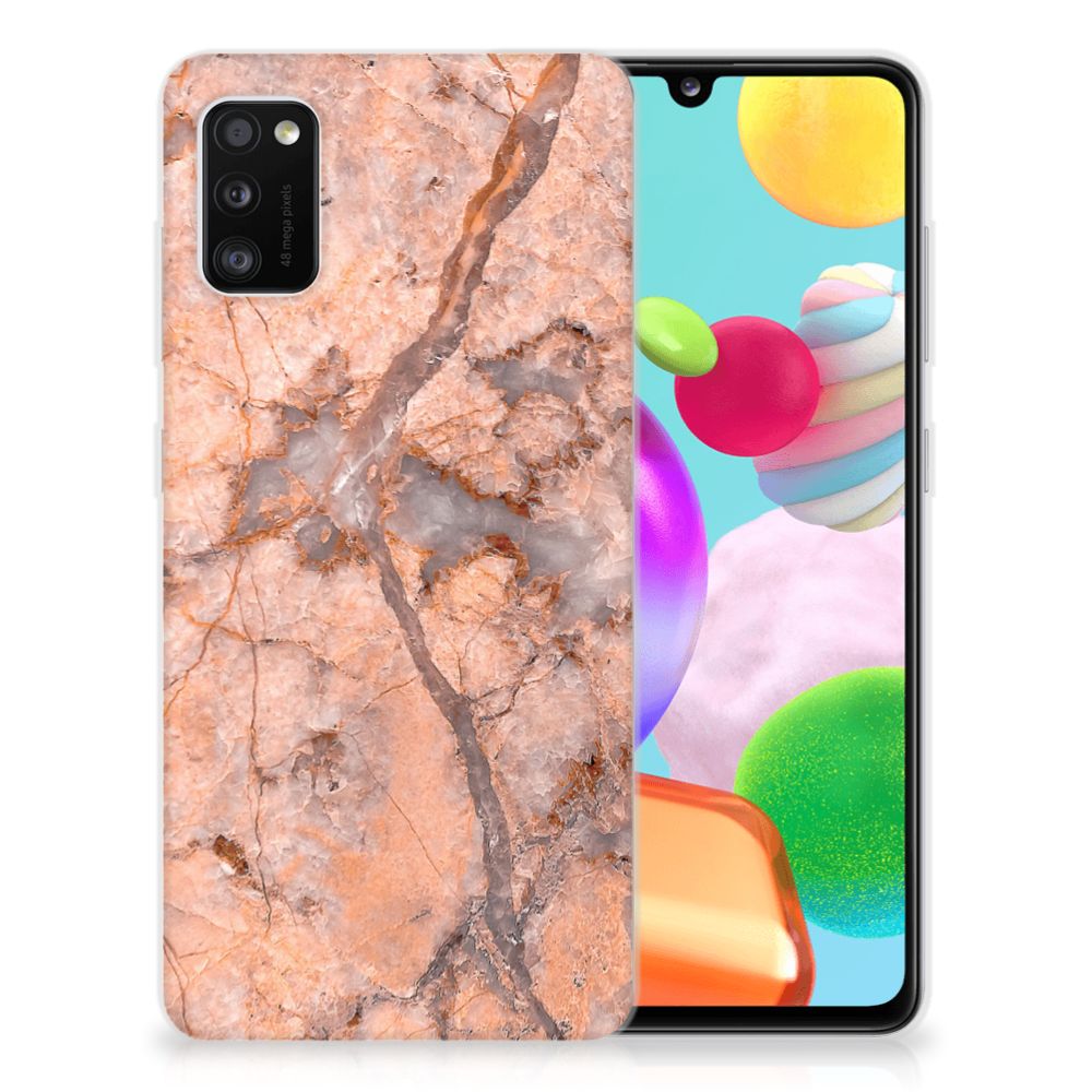 Samsung Galaxy A41 TPU Siliconen Hoesje Marmer Oranje B2C Telecom