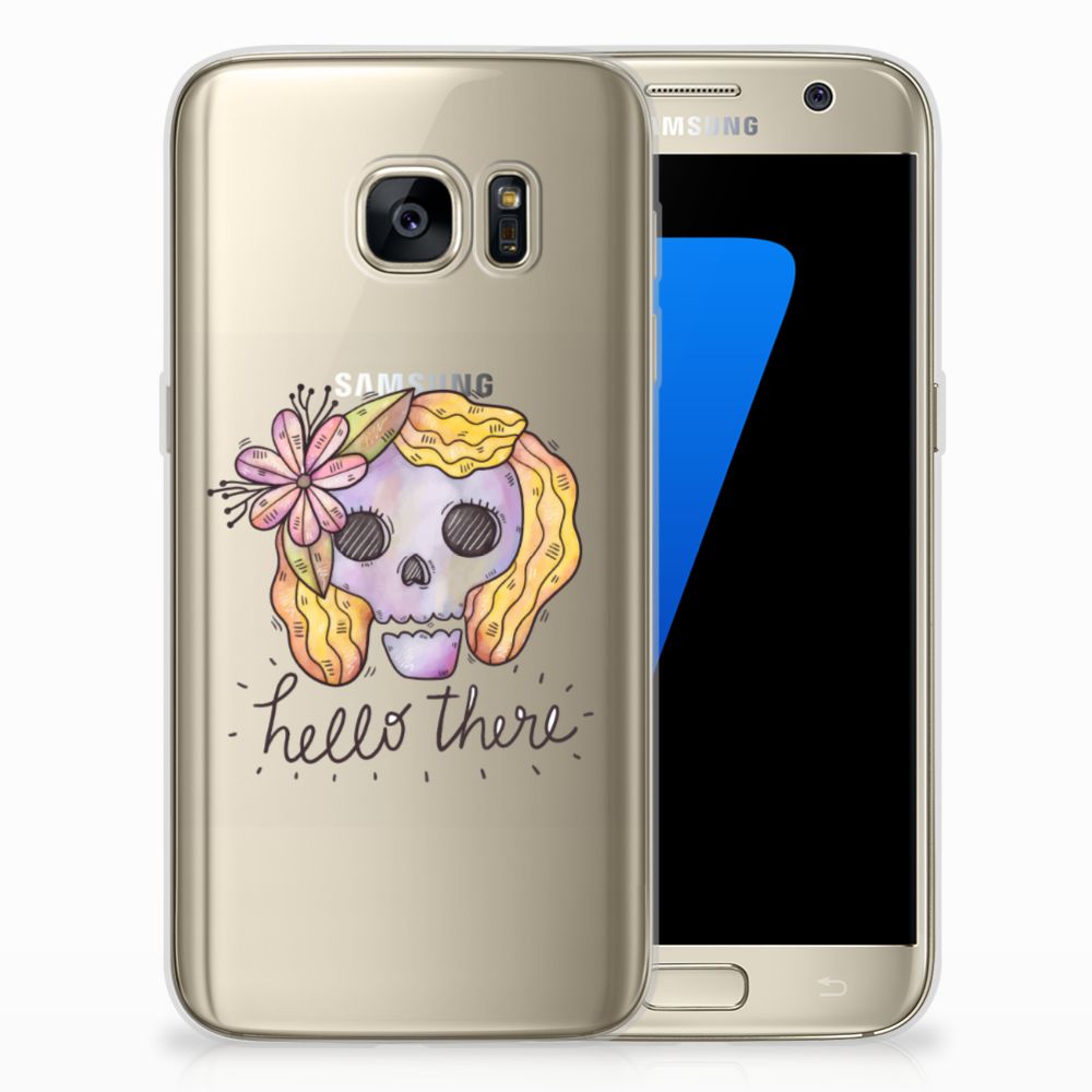 Silicone Back Case Samsung Galaxy S7 Boho Skull