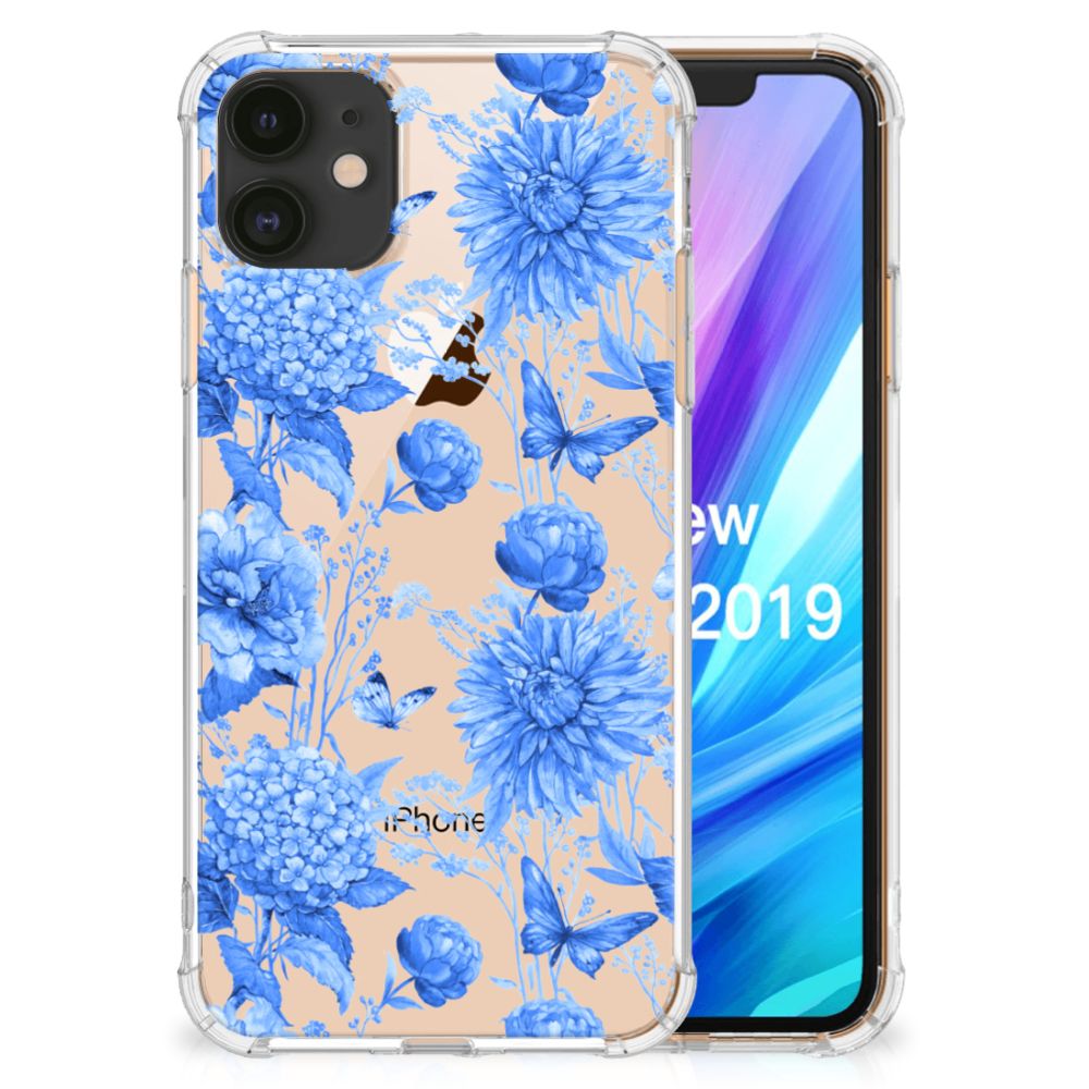Case voor Apple iPhone 11 Flowers Blue B2C Telecom