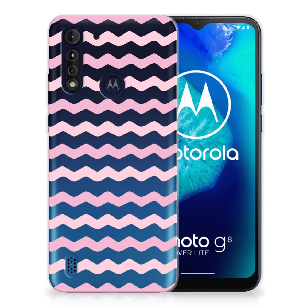 Motorola Moto G8 Power Lite TPU bumper Waves Roze B2C Telecom