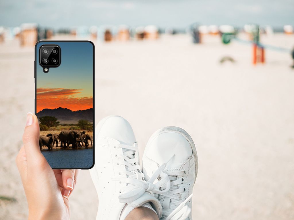 Samsung Galaxy A12 Dierenprint Telefoonhoesje Olifanten B2C Telecom