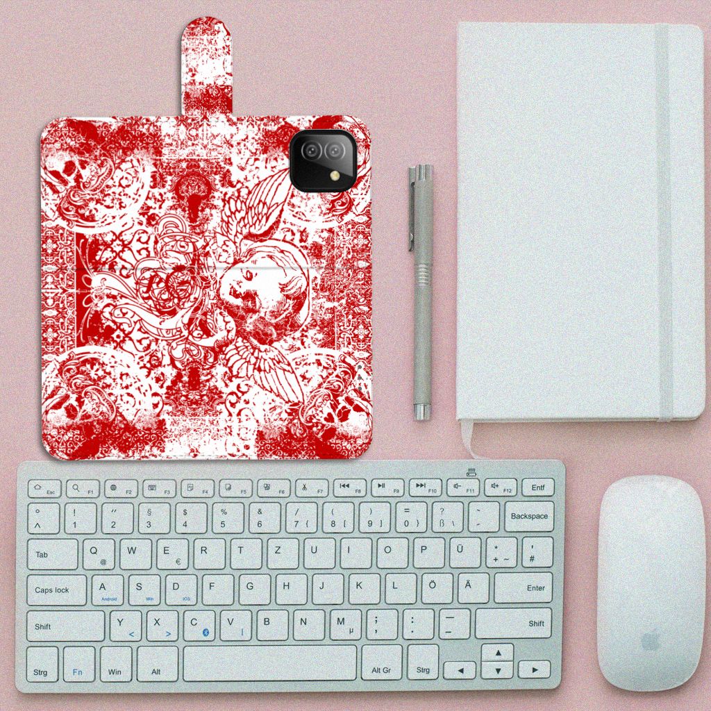 Telefoonhoesje met Naam Samsung Galaxy A03 Angel Skull Rood