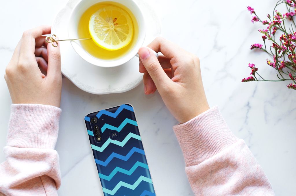 Motorola Moto G8 Power Lite TPU bumper Zigzag Blauw B2C Telecom