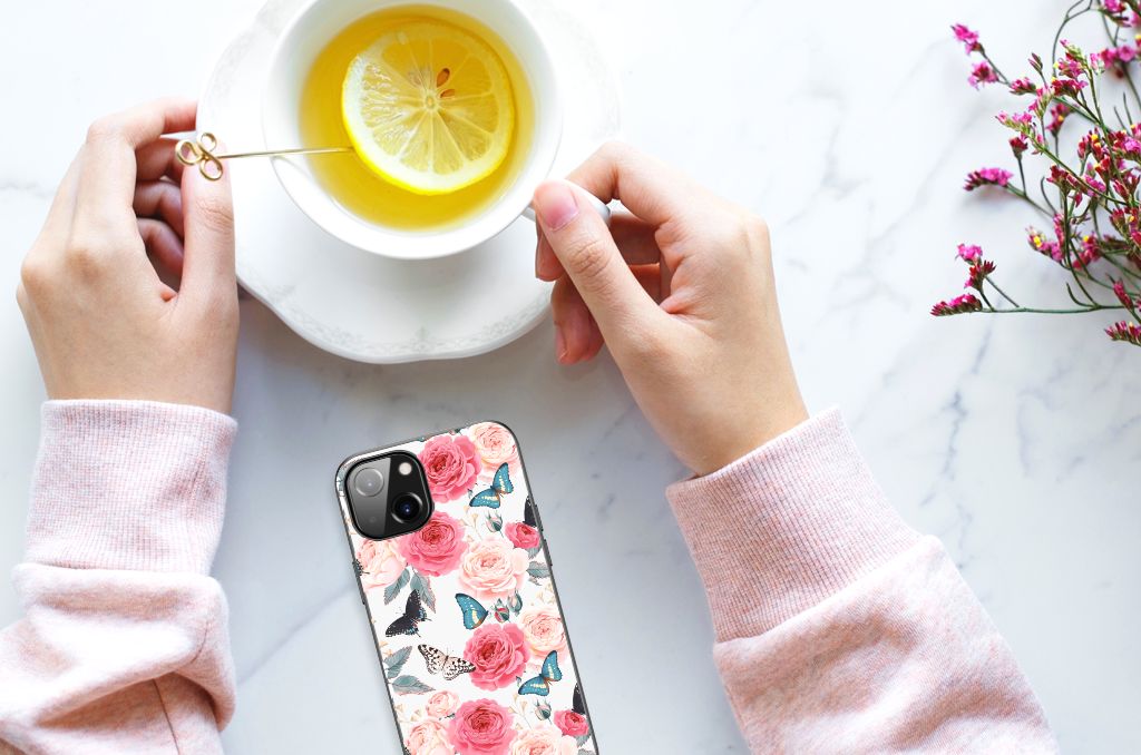 Apple iPhone 13 | iPhone 14 Bloemen Hoesje Butterfly Roses B2C Telecom