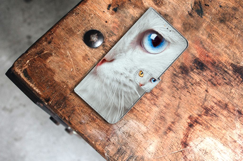 Nokia 5.3 Telefoonhoesje met Pasjes Witte Kat